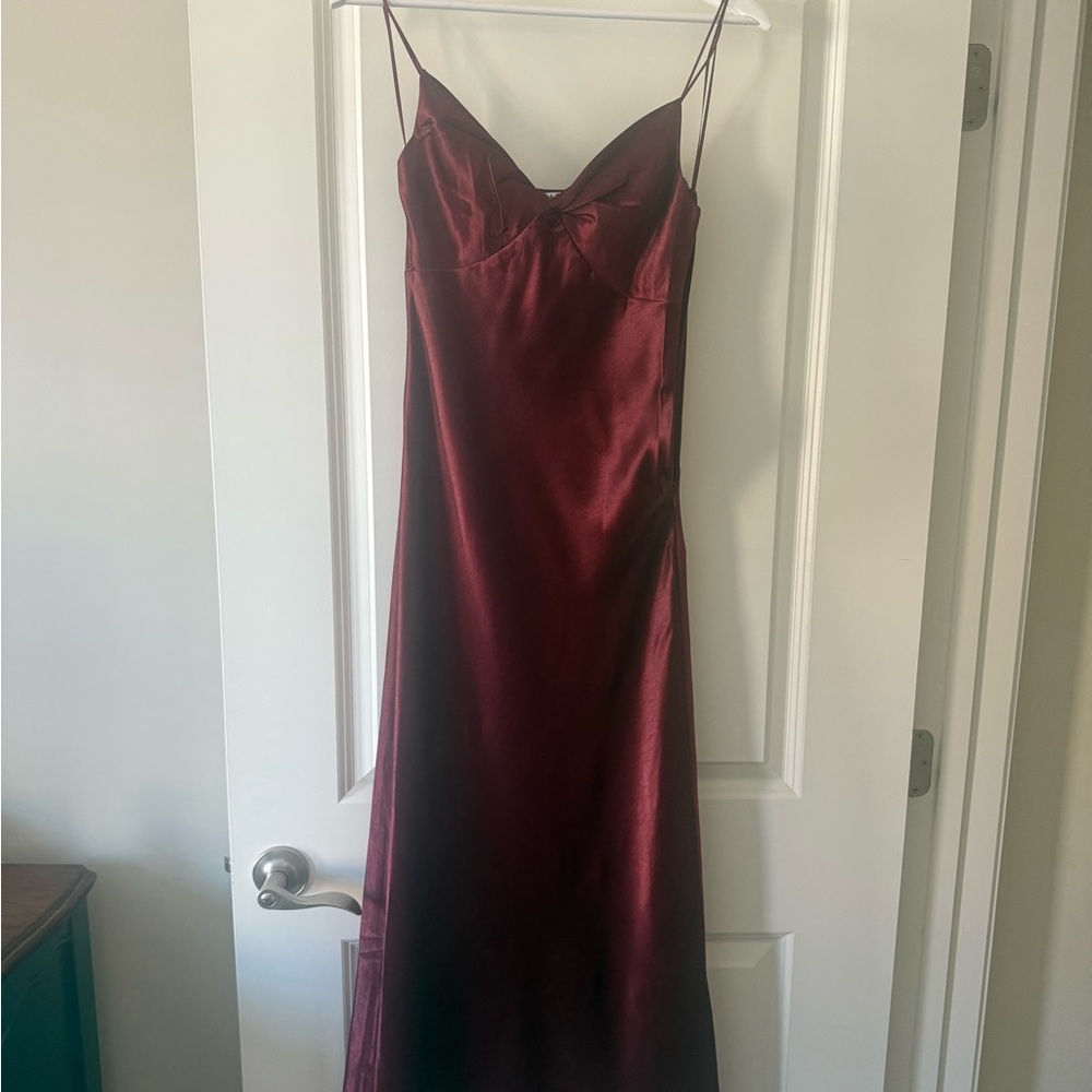 Sky to Moon Burgundy Satin Dress